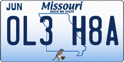 MO license plate OL3H8A