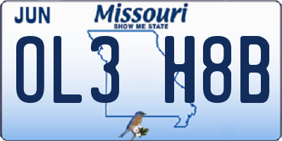 MO license plate OL3H8B