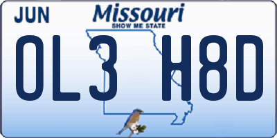 MO license plate OL3H8D