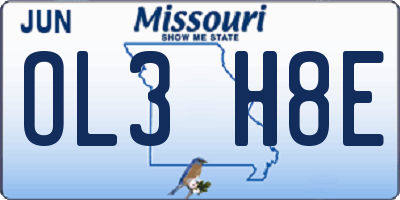 MO license plate OL3H8E
