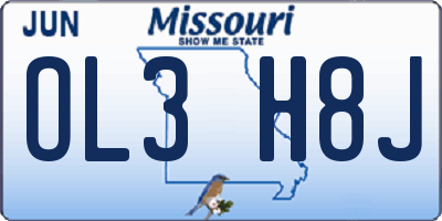 MO license plate OL3H8J