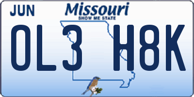 MO license plate OL3H8K