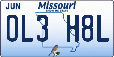 MO license plate OL3H8L