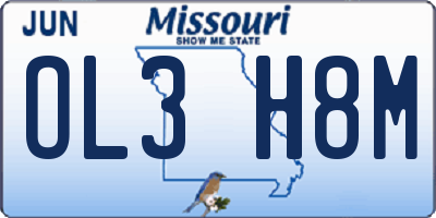 MO license plate OL3H8M