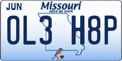 MO license plate OL3H8P
