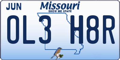 MO license plate OL3H8R