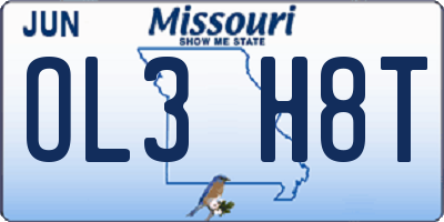 MO license plate OL3H8T