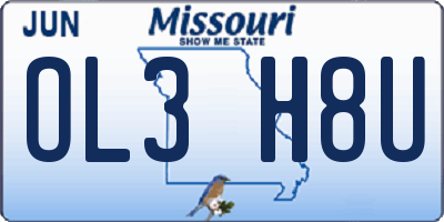 MO license plate OL3H8U