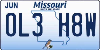 MO license plate OL3H8W
