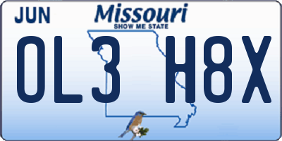 MO license plate OL3H8X