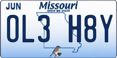 MO license plate OL3H8Y