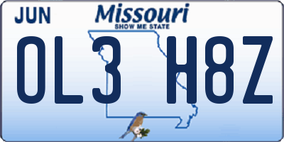 MO license plate OL3H8Z