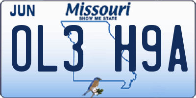 MO license plate OL3H9A