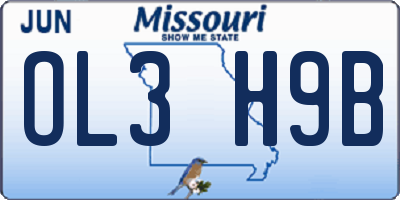 MO license plate OL3H9B