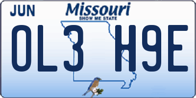 MO license plate OL3H9E