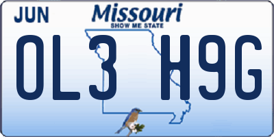 MO license plate OL3H9G