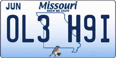 MO license plate OL3H9I