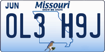 MO license plate OL3H9J