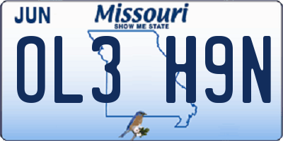 MO license plate OL3H9N