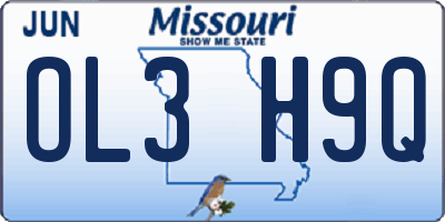 MO license plate OL3H9Q