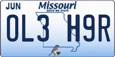 MO license plate OL3H9R