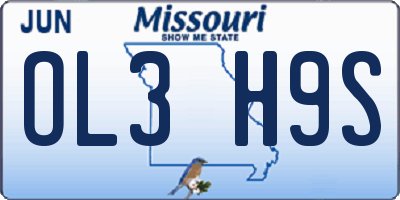 MO license plate OL3H9S
