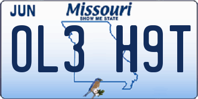 MO license plate OL3H9T