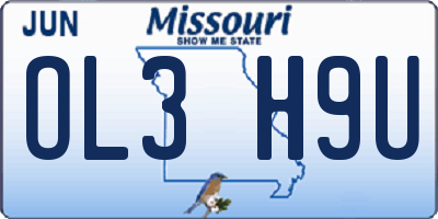 MO license plate OL3H9U