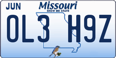 MO license plate OL3H9Z