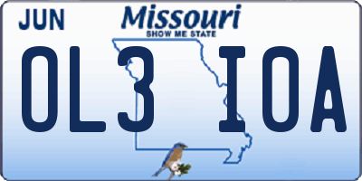 MO license plate OL3I0A
