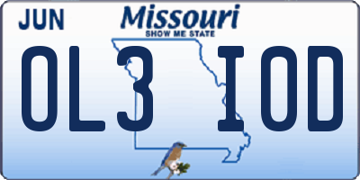 MO license plate OL3I0D