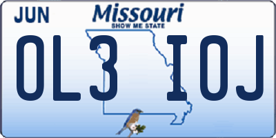 MO license plate OL3I0J