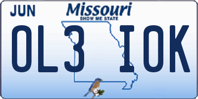 MO license plate OL3I0K