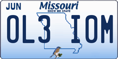 MO license plate OL3I0M