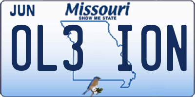 MO license plate OL3I0N
