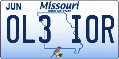 MO license plate OL3I0R