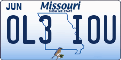 MO license plate OL3I0U