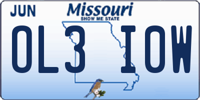 MO license plate OL3I0W