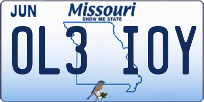 MO license plate OL3I0Y