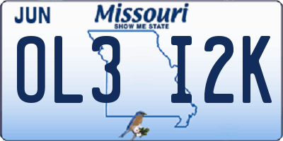 MO license plate OL3I2K