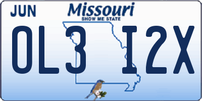 MO license plate OL3I2X