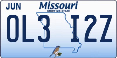 MO license plate OL3I2Z