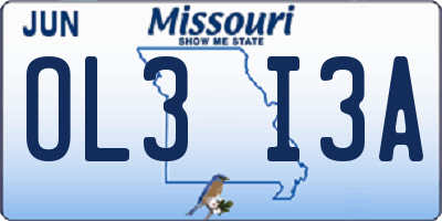 MO license plate OL3I3A