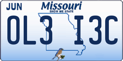 MO license plate OL3I3C