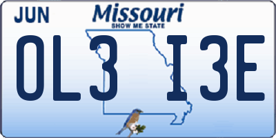 MO license plate OL3I3E