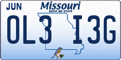 MO license plate OL3I3G