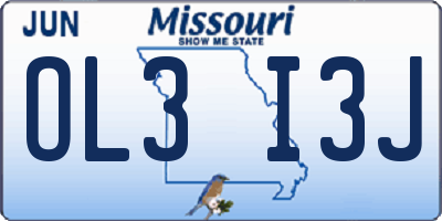 MO license plate OL3I3J