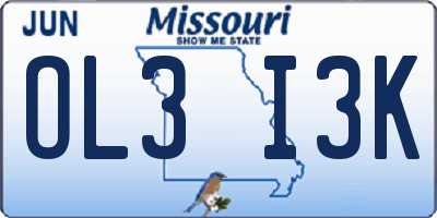 MO license plate OL3I3K