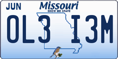 MO license plate OL3I3M