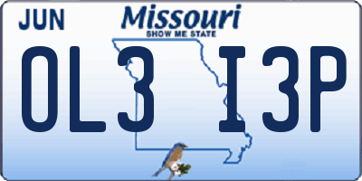 MO license plate OL3I3P